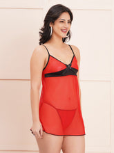 Fleurt Red Spendex Net Honey Moon Dress Dress for Women HOBF-nbe01016-RD