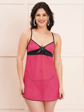Fleurt Pink Spendex Net Honey Moon Dress Dress for Women HOBF-nbe01016-PK