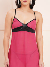 Fleurt Pink Spendex Net Honey Moon Dress Dress for Women HOBF-nbe01016-PK