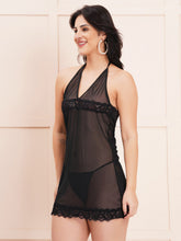Fleurt Black Spendex Net Premium Baby Doll Dress for Women Fleurt25-BD-105-BK