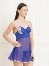 Fleurt Blue Spendex Net Honey Moon Dress Dress for Women HOBF-Pad patch -BL