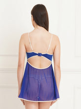 Fleurt Blue Spendex Net Honey Moon Dress Dress for Women HOBF-Pad patch -BL