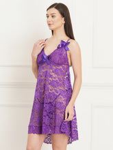 Fleurt Purple Power Net Baby Doll Dress for Women Fleurt25-BD-LR-PR