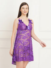 Fleurt Purple Power Net Baby Doll Dress for Women Fleurt25-BD-LR-PR