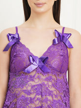 Fleurt Purple Power Net Baby Doll Dress for Women Fleurt25-BD-LR-PR