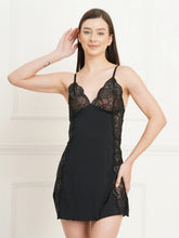 Fleurt Black Forbe Lycra Baby Doll Dress for Women HOBF-8120-BK
