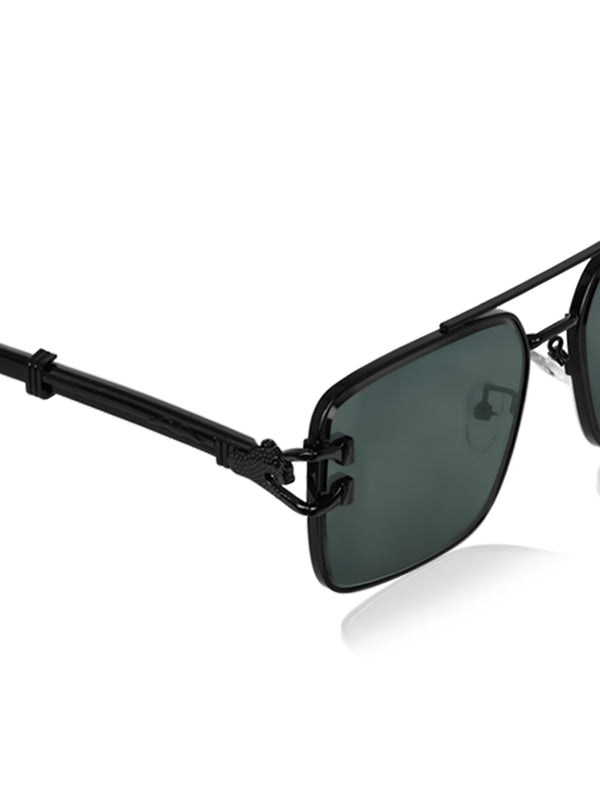 Celebrity Black Polycarbonate Frame With Black UV Protected Lens Browline Sunglasses for Unisex_2317-BK