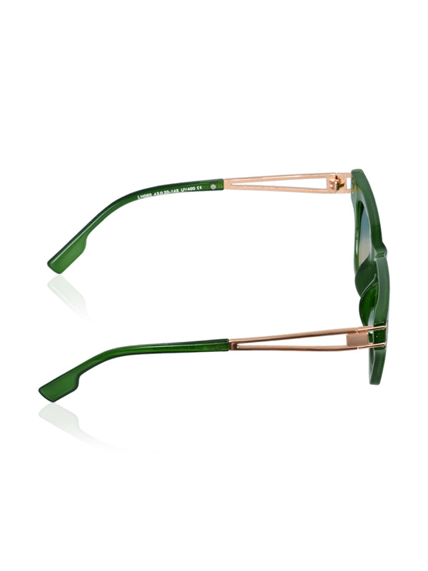 Celebrity Green Plastic and Metal Frame With Green UV Protected Lens Browline Sunglasses for Unisex_LH060-GR