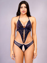 Fleurt Navy Blue One Size Polyester Lingerie Set For Women
