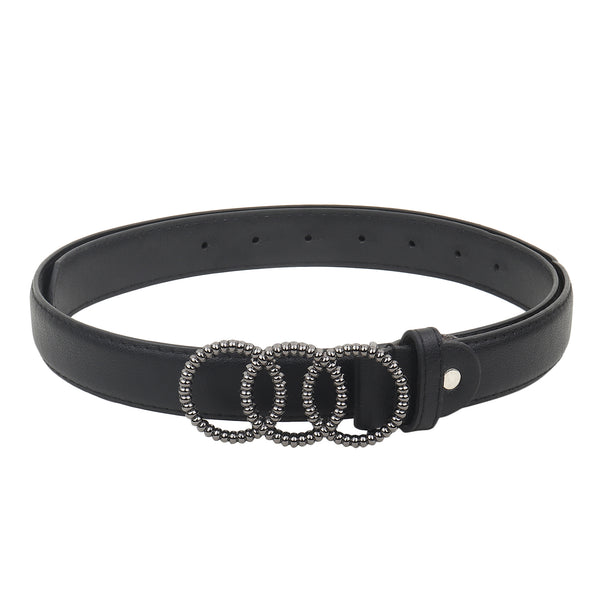Sandy D Carter Women Black Artificial Leather Stylish Waist Belt for Jeans & Dress SDC-015-BK