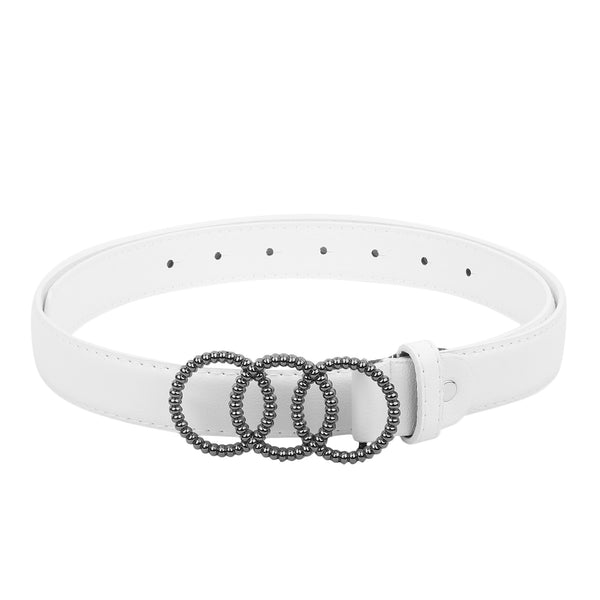 Sandy D Carter Women White Artificial Leather Stylish Waist Belt for Jeans & Dress SDC-015-WH