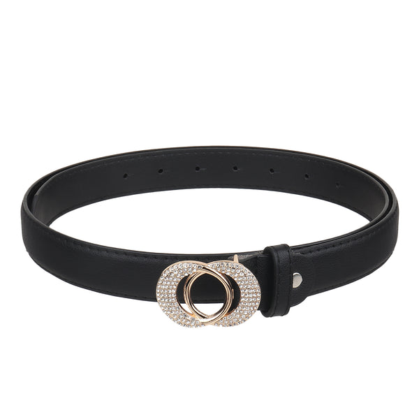 Sandy D Carter Women Black Artificial Leather Stylish Waist Belt for Jeans & Dress SDC-019-BK
