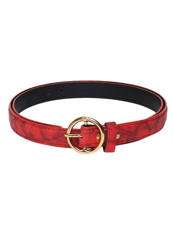 Sandy D Carter Women Red Synthetic Leather Waist Belt for Jeans & Formal Paint SDC-22-530-RD