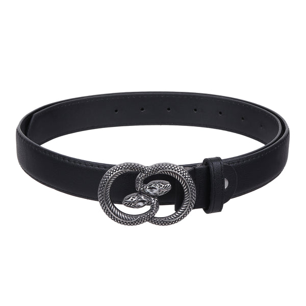 Sandy D Carter Women Black Artificial Leather Stylish Waist Belt for Jeans & Dress SDC-017-BK