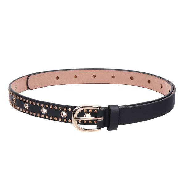 Sandy D Carter Women Black Artificial Leather Stylish Waist Belt for Jeans & Dress SDC-012-BK