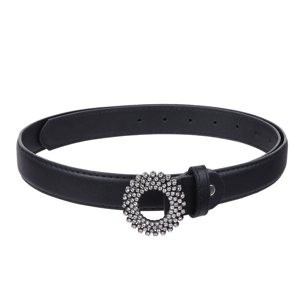 Sandy D Carter Women Black Artificial Leather Stylish Waist Belt for Jeans & Dress SDC-018-BK
