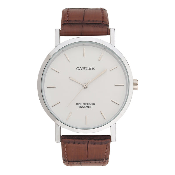 Sandy D Carter Synthetic Brown Analogue Round Watches for Men_SDC24-115G-BR