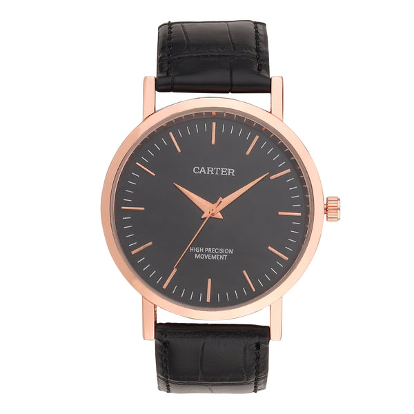 Sandy D Carter Synthetic Black Analogue Round Watches for Men_SDC24-113G-BK