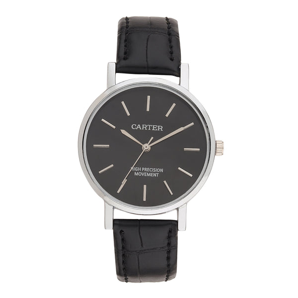Sandy D Carter Synthetic Black Analogue Round Watches for Women_SDC24-114L-BK