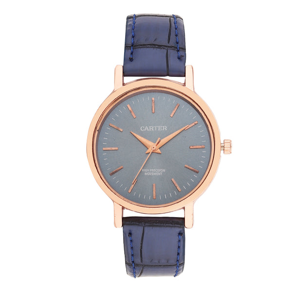 Sandy D Carter Synthetic Blue Analogue Round Watches for Women_SDC24-112L-BL
