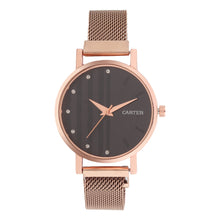 Sandy D Carter Metal Rose Gold Analogue Round Watches for Women_SDC24-71-RG-BK