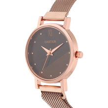 Sandy D Carter Metal Rose Gold Analogue Round Watches for Women_SDC24-75-RG-BK