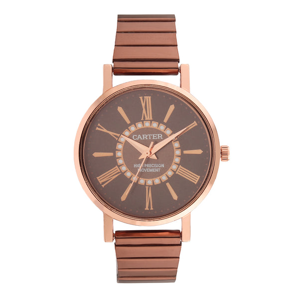 Sandy D Carter Metal Rose Gold Analogue Round Watches for Women_Sandy D Carter-81-RG-BR