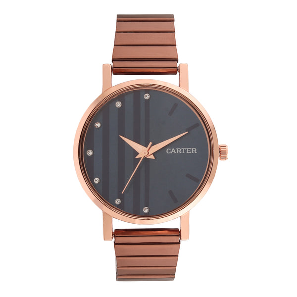 Sandy D Carter Metal Rose Gold Analogue Round Watches for Women_Sandy D Carter-80-RG-BL