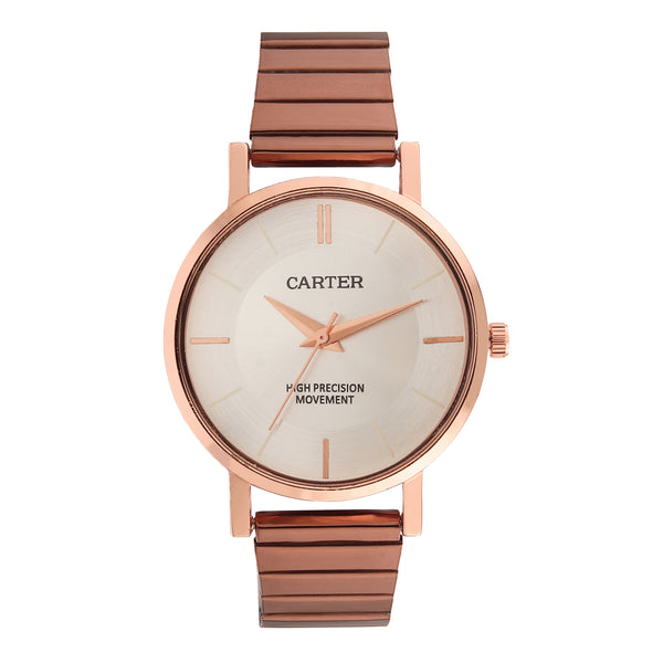 Sandy D Carter Metal Rose Gold Analogue Round Watches for Women_Sandy D Carter-82-RG-SL