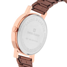 Sandy D Carter Metal Copper Analogue Round Watches for Women_SDC24-83-RG-WH
