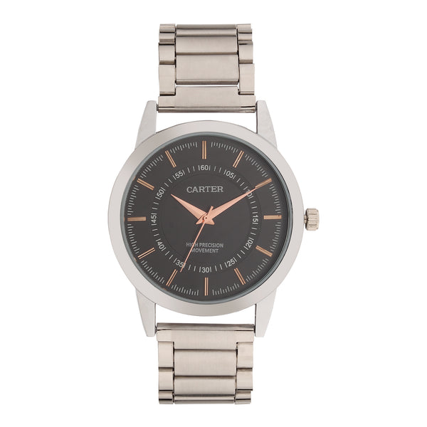 Sandy D Carter Metal Black Analogue Round Watches for Men_SDC24-102-BK
