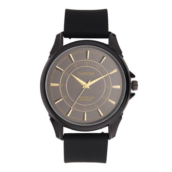 Sandy D Carter Silicon Black Analogue Round Watches for Men_SDC24-95-BK