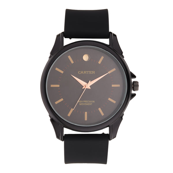 Sandy D Carter Silicon Black Analogue Round Watches for Men_SDC24-94-BK