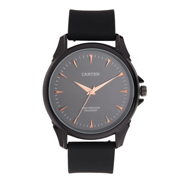Sandy D Carter Silicon Black Analogue Round Watches for Men_SDC24-91-BK