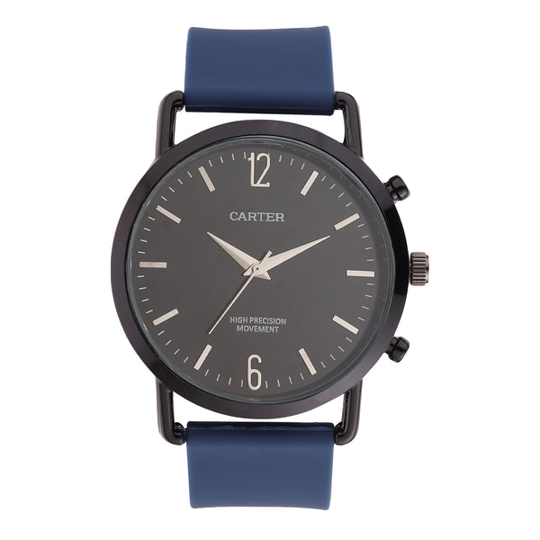 Sandy D Carter Silicon Blue Analogue Round Watches for Men_SDC24-93-BL