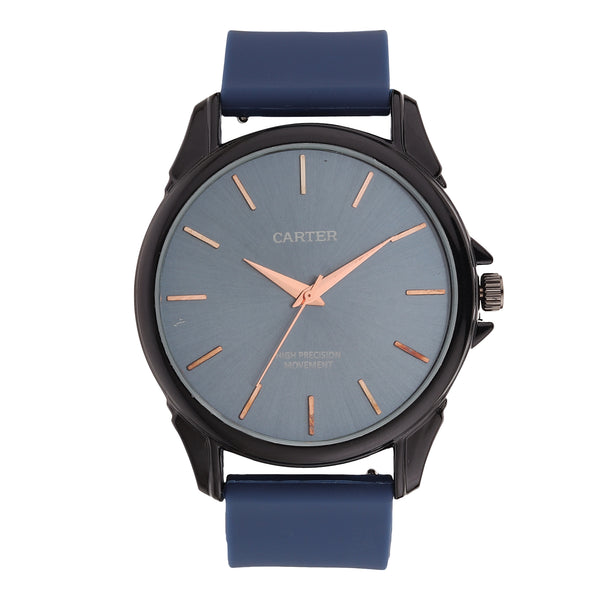 Sandy D Carter Silicon Blue Analogue Round Watches for Men_SDC24-98-BL