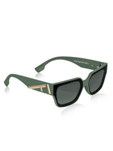 Celebrity Green Polycarbonate Frame With Grey UV Protected Lens Browline Sunglasses for Unisex_LH101-GR