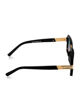 Celebrity Black Polycarbonate Frame With Grey UV Protected Lens Browline Sunglasses for Unisex_LH131-BK