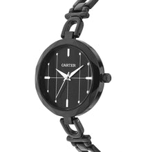 Sandy D Carter Metal Black Analogue Round Watches for Women_SDC24-18-BK