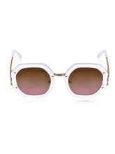 Celebrity White Plastic and Metal Frame With Brown UV Protected Lens Browline Sunglasses for Women_315-WH