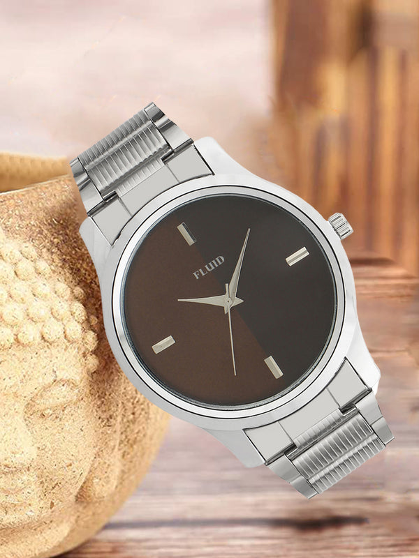 FLUID Brown Stainless Steel Strap Watches For Men FL23-765G-BR01
