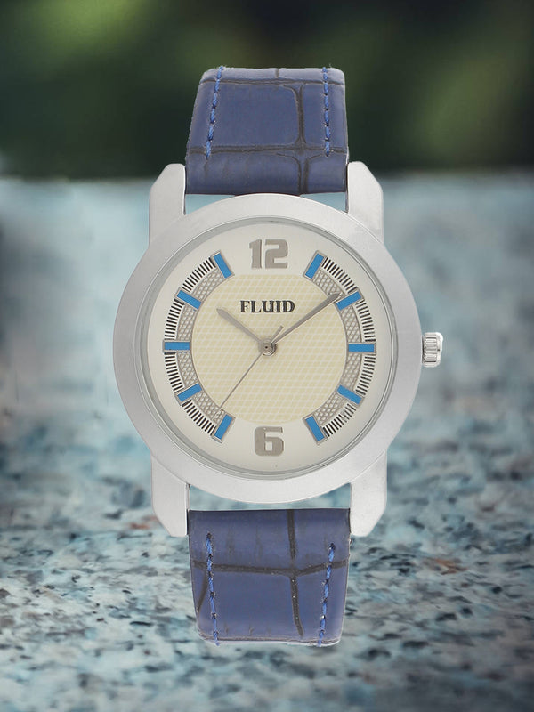 Fluid  White Round Leather Strap Analog Watches for Women FL23-742L-WH01