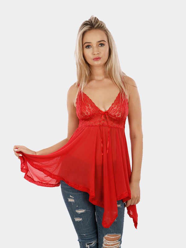 Fleurt Red Power Net Honey Moon Dress Dress for Women HOBF-138-RD