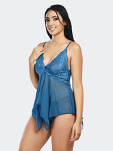 Fleurt Blue Power Net Honey Moon Dress Dress for Women HOBF-138-BL