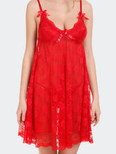 Fleurt Red Power Net Baby Doll Dress for Women HOBF-long round-RD
