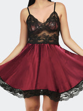 Fleurt Black-Maroon Satin Premium Baby Doll Dress for Women HOBF-satin frock-BK.MR