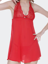 Fleurt Red Power Net Co-Ord Set Babydoll Dress for Women HOBF-BD-0341-RD