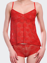 Fleurt Red Power Net Co-Ord Set Babydoll Dress for Women HOBF-102-RD