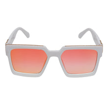 Celebrity White Plastic Frame With Orange UV Protected Lens Rectangular Sunglasses for Men & Women_EDDY-06