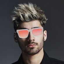 Celebrity White Plastic Frame With Orange UV Protected Lens Rectangular Sunglasses for Men & Women_EDDY-06